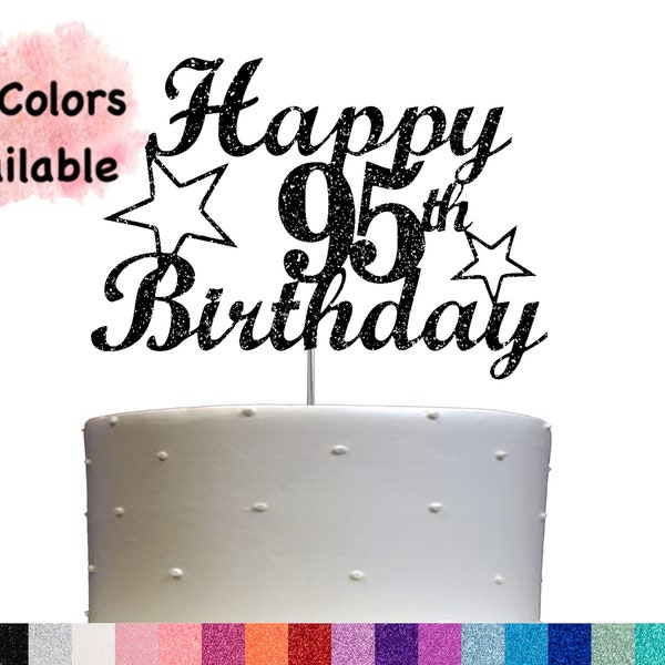 95th Birthday Cake topper (Double Side Glitter) Adult Party Glitter Party Decorations 95th Cake Topper 95th birthday party Favors