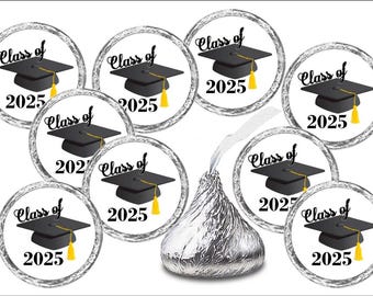class of 2025   Set of 216 Graduation Decorations Favors for Kisses Stickers Labels  (candy not included) Class Reunion Party Decorations