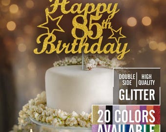 85th Birthday Cake Topper | Glitter Party Decoration | Happy Birthday Decor | Number 85 Milestone Celebration Elegant Topper for All Ages
