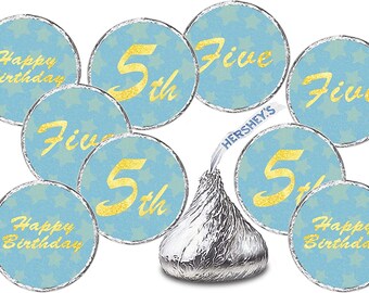 5th Birthday Party Favors  First Birthday Decorations  Blue Gold Happy Birthday Party Decoration Party Supplies Candy Not Included