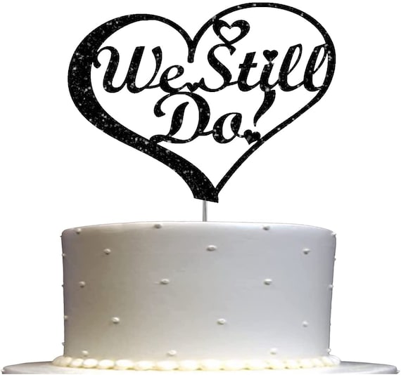 Sparkling Premium Double Sided Glitter HEART BLACK Cupcake Cake Wedding Topper 