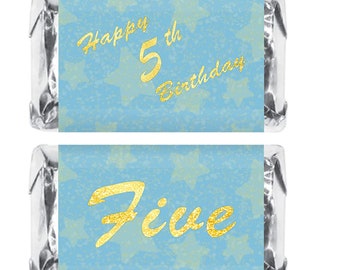 5th Birthday Party Favors  First Birthday Decorations  Blue Gold Happy Birthday Party Decoration Party Supplies Candy Not Included