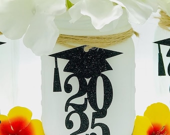 Class of 2025 Graduation Decorations 2025 (20 Colors Available) Graduation Centerpieces 2025 for Mason Jar Tags  ( ANY YEAR) Class Reunion