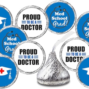 Med School Graduation Party Stickers (Set of 216) Kisses Stickers Labels Medical School Doctor Grad Party Decorations (CANDY NOT INCLUDED)