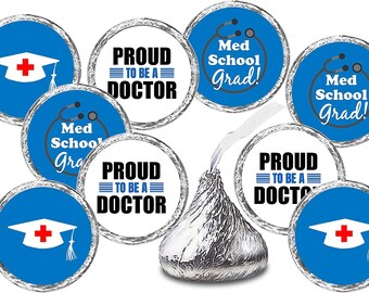 Med School Graduation Party Stickers (Set of 216) Kisses Stickers Labels Medical School Doctor Grad Party Decorations (CANDY NOT INCLUDED)