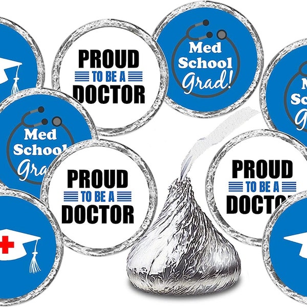Med School Graduation Party Stickers (Set of 216) Kisses Stickers Labels Medical School Doctor Grad Party Decorations (CANDY NOT INCLUDED)