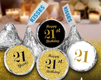 21st Birthday Party Labels Set of 324 Self-Adhesive Glossy Stickers Party Favors Candy Bags (CANDY NOT INCLUDED) Perfect for Kisses Bottoms