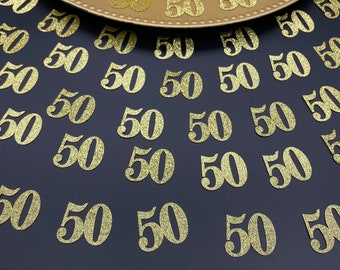 50th (Set of 50) Birthday Glitter Confetti   50th Party Favors Decor 50 (1 in) 50th Confetti  50th Birthday Decorations
