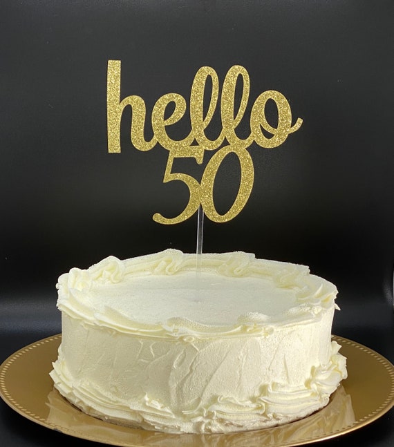 50 Gold Rhinestone Cake Topper - Fifty 50th Birthday Anniversary Decoration