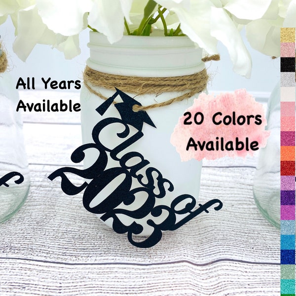 Class of 2024 Graduation Decorations (20 Colors Available) Graduation Centerpieces for Mason Jar Tags  ( ANY YEAR) Class Reunion Centerpiece