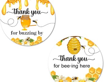 Bumble Bee Thank You Stickers (SET OF 40)  2 Inch Big Round Glossy Labels