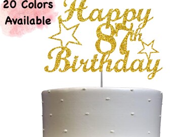 87th Birthday Cake Topper | Glitter Party Decoration | Happy Birthday Decor | Number 87 Milestone Celebration Elegant Topper for All Ages