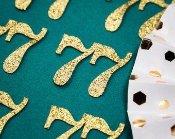 77th Birthday Confetti   Party Favors 77th Anniversary Decorations Party Decorations Number 77 Number Cutout   (20 Colors Available)