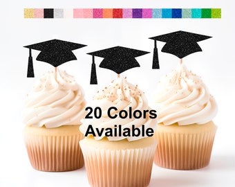 Cupcake Toppers Graduation Cap Cupcake Toppers ( 20 Colors Available) Graduation Cupcake Toppers graduation decorations