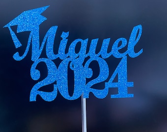 Personalized Graduation Cake Topper  approx 6 inches wide Graduation Decorations  Name and Year  (20 Colors Available)