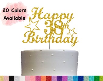 38th Birthday Cake Topper | Glitter Party Decoration | Happy Birthday Decor | Number 38 Milestone Celebration Elegant Topper for All Ages