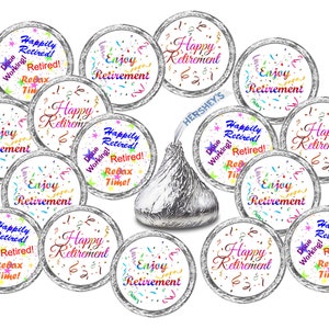 324 Enjoy Happy Retirement  Kisses Party Favors Stickers (CANDY NOT INCLUDED) Retirement Party Decorations Labels Decals (324 Labels)