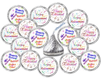 324 Enjoy Happy Retirement  Kisses Party Favors Stickers (CANDY NOT INCLUDED) Retirement Party Decorations Labels Decals (324 Labels)