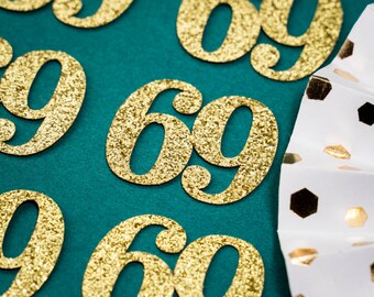 69th Birthday Confetti   Party Favors 69th Anniversary Decorations Party Decorations Number 69 Number Cutout   (20 Colors Available)
