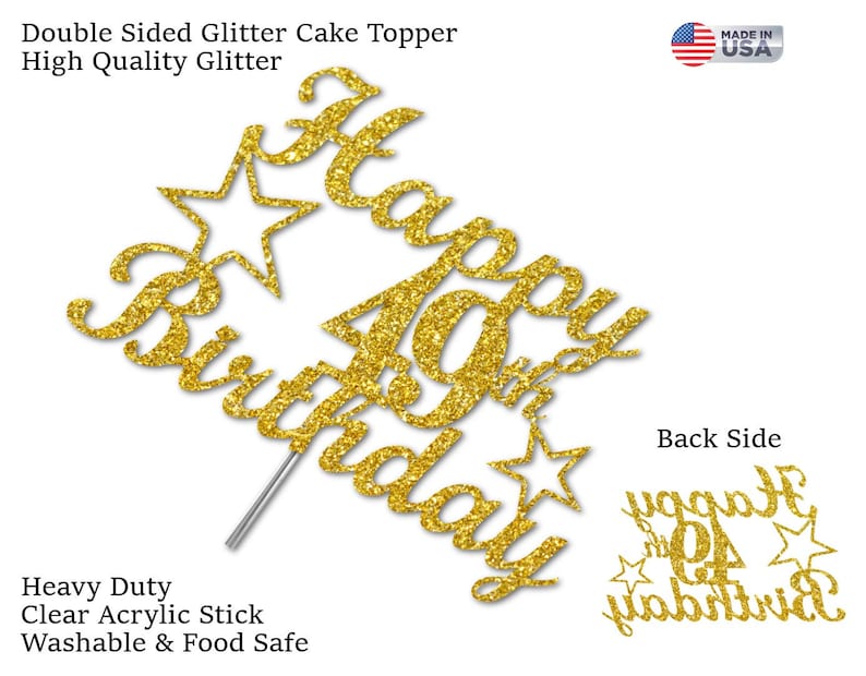 Double Side Glitter 49th Birthday Cake toppers, Adult Party Glitter 49th Birthday Party Decorations Gold Glitter 49th Birthday Milestone
