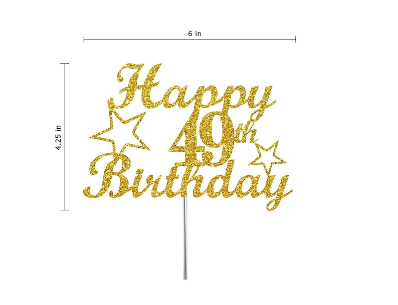 Double Side Glitter 49th Birthday Cake toppers, Adult Party Glitter 49th Birthday Party Decorations Gold Glitter 49th Birthday Milestone