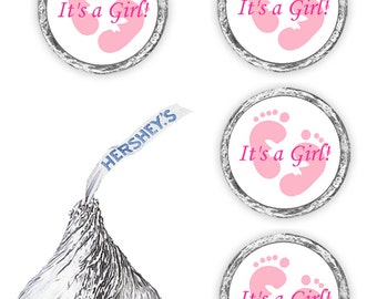 108 its a girl pink footprints baby shower party kisses favors  (candy not included)