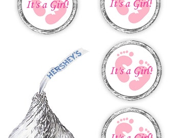 324 its a girl pink footprints baby shower party kisses favors  (candy not included)