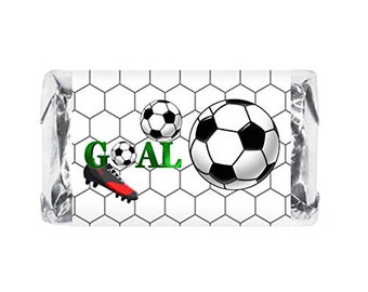 60 Sports Soccer Miniature Candy Bar Wrapper, Mini Candy Bar Stickers for Birthday Party Baby Shower, Wedding Graduation Candy Not Included.