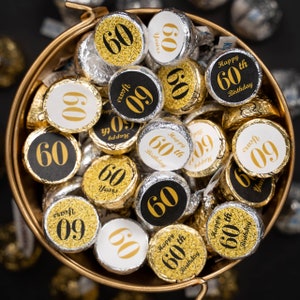 Any Age 60th Birthday Kisses Stickers, (Set of 324) Any Number Labels Stickers For   Kisses Party Favors Decor (CANDY NOT INCLUDED)