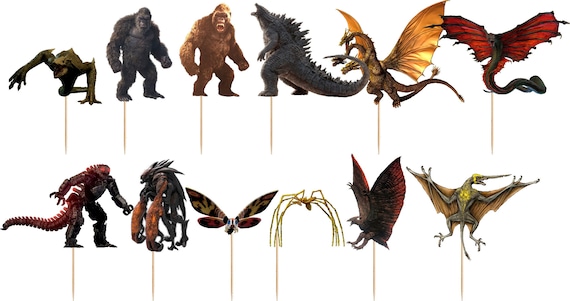 Godzilla vs Kong Cupcake Toppers  (SET OF 12) (2.5 Inches tall)   Perfect for Your Next Celebration!