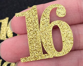 16th Birthday confetti  (1 inch ) number 16 Glitter Confetti Party Decorations number 16 confetti age 16 (20 COLORS AVAILABLE)