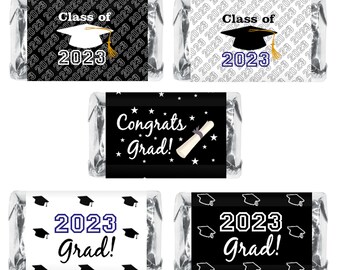 class of 2025  Graduation Party Favor Miniatures Candy Bar Wrapper (Set of 60) CANDY NOT INCLUDED  Black Graduation  Favors