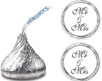 216 Mr & Mrs Hershey Kiss Wedding Stickers Labels Stickers For Weddings, Bridal Shower Engagement Party Decorations, Favors Decor for Kisses