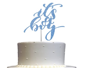 Its a Boy Cake Topper Blue Double Sided Glitter  Baby Shower Cake Topper Baby Shower Decorations Blue Cake Topper Its a Boy baby Shower