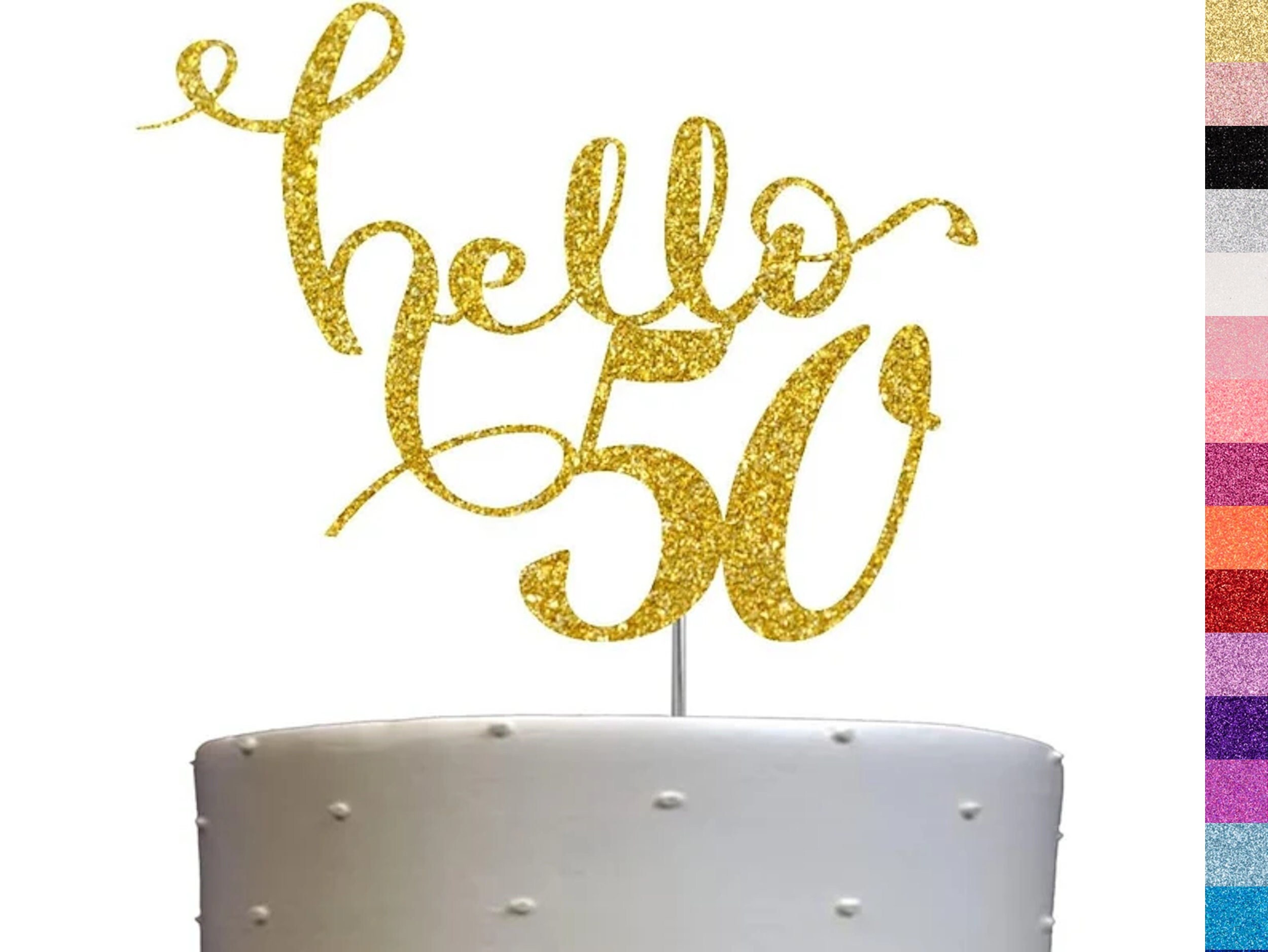 50th Birthday Decorations Cake Topper,50th Cake Toppers For Women Men 50th  Birthday Cake Decoration,Hello50 happy Birthday Topper Gold Cake