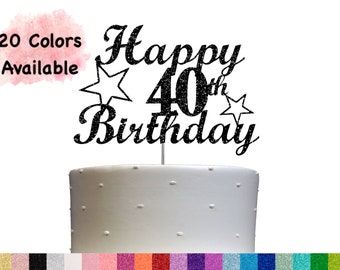 40th Birthday Cake Topper | Glitter Party Decoration | Happy Birthday Decor | Number 40 Milestone Celebration Elegant Topper for All Ages