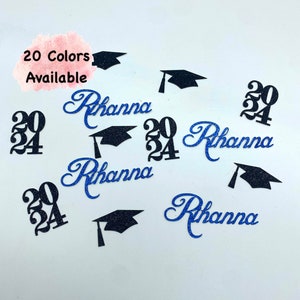 Class of 2024  Graduation Confetti (SET OF 50) Graduate Name with Cap and Year Confetti (20 Colors Available )
