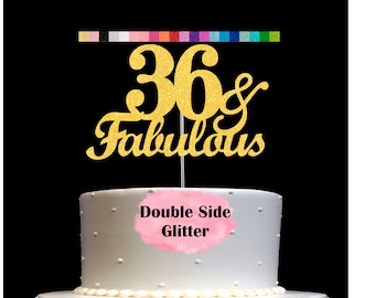 36 and Fabulous Birthday Cake Topper | Glitter | 36th Birthday Decorations for a Fabulous Party Theme | Perfect for Celebrating 36 years