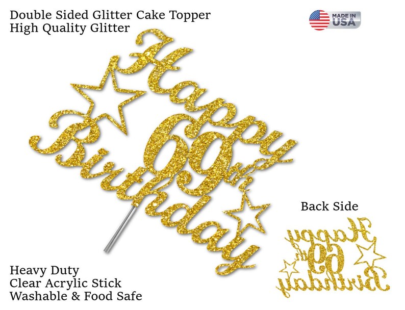 69th Birthday Cake Topper | Glitter Party Decoration | Happy Birthday ...