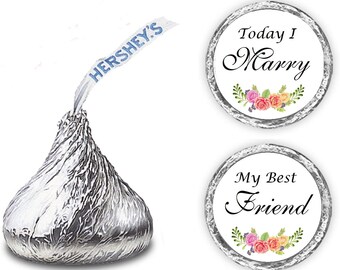 324 Floral Roses Today I Marry My Best Friend  Kiss Wedding Stickers,  Labels Stickers for Weddings, Bridal Shower Engagement Party