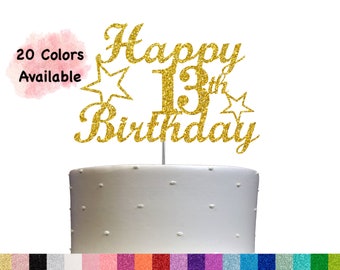 13th Birthday Cake Topper | Glitter Party Decoration | Happy Birthday Decor | Number 13 Milestone Celebration Elegant Topper for All Ages