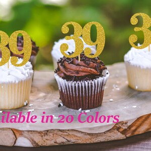 Gold Happy Birthday Cupcake Toppers 24-Pack Glitter Cake Picks For Weddings, Events By Party Shop