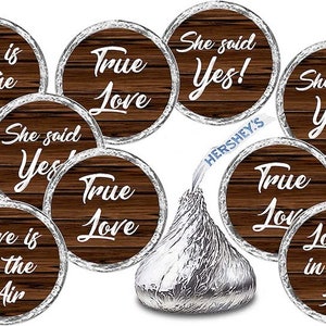 216 Rustic Theme Kisses Stickers for Bridal Shower Wedding Bachelorette Party (CANDY NOT INCLUDED) Rustic Wedding Favors