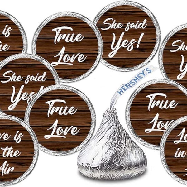 216 Rustic Theme Kisses Stickers for Bridal Shower Wedding Bachelorette Party (CANDY NOT INCLUDED) Rustic Wedding Favors