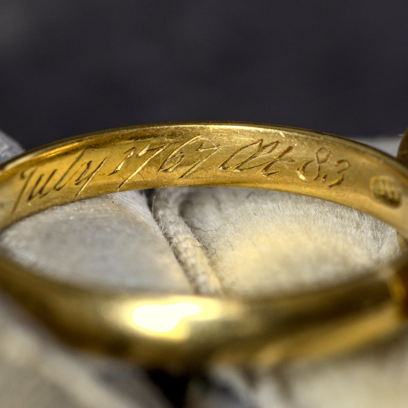 Unique Antique English 22K Gold Band Ring w/High Political Provenance 1767 image 8