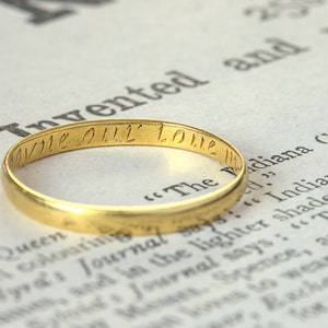 Genuine Antique English 22K Gold Posy Wedding Band Ring We Join Our Love In God
