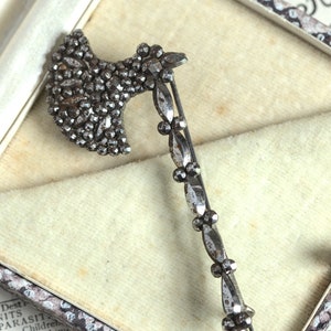 Rare Antique Victorian English Cut Steel Axe Brooch c1850