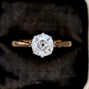 Gorgeous Antique 18K Gold 1ct Old Mine Cut Diamond Solitaire Engagement Ring