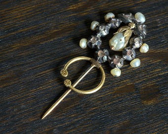 Superb Antique Georgian 18K Gold Silver Rose Cut Diamond Pearl Pin Brooch c1820