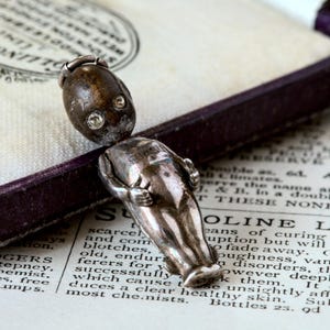 Antique English WWI Silver & Wood Fumsup Good Luck Charm